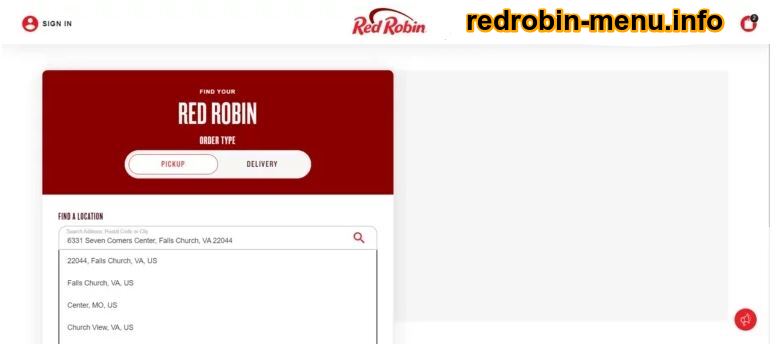 Red Robin Menu