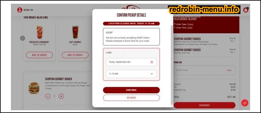 Red Robin menu